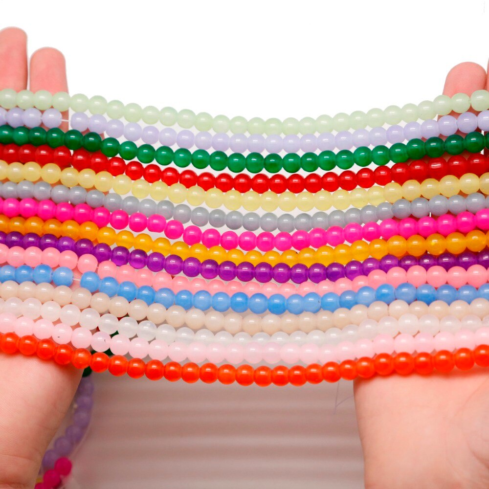 4/6 /8mm Manik-Manik Kaca Pernis Aneka Warna Bulat Longgar Bake Beads Untuk DIY Fancy Membuat Perhiasan Aksesoris
