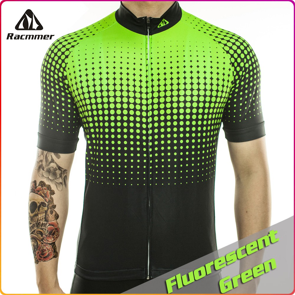 Polkadot Cycling Jersey  Racmmer Fluorescent Jersey  Sepeda  