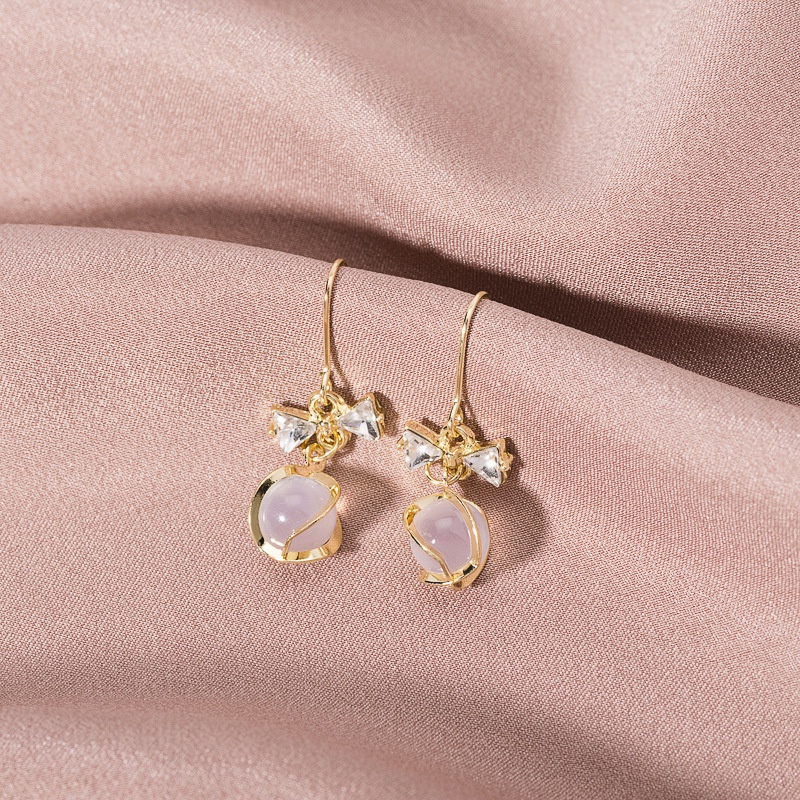 [littlecrab] Anting Wanita Mutiara Bentuk Pita Clover Kelinci Beruang Permata Berlian Simple Elegan Anting Tusuk Cute Woman Earrings Anting Berkualitas Korean Style