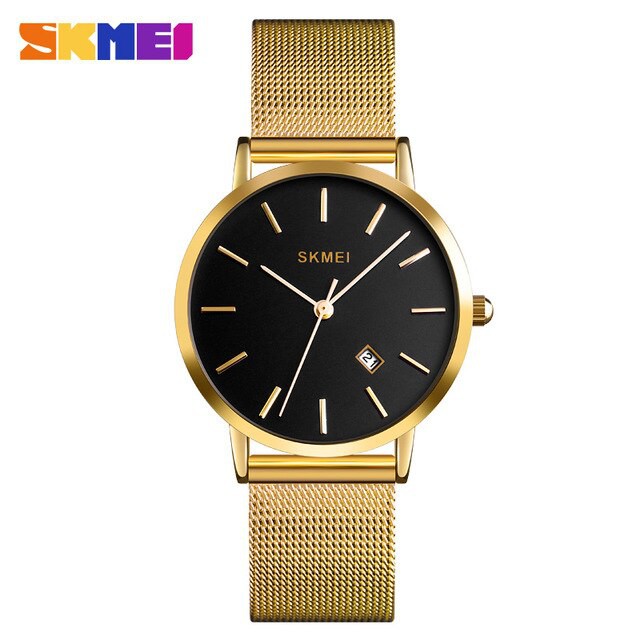 Jam Tangan Wanita / SKMEI 1530 Analog Date / Jam Tangan Analog / SKMEI Original-Gold