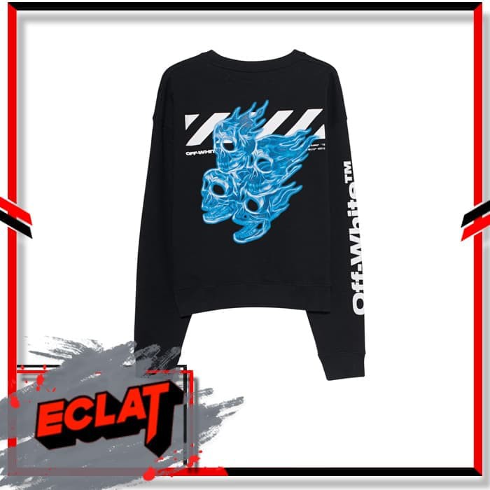 Off White Diagonal Skulls Over Crewneck Black Original