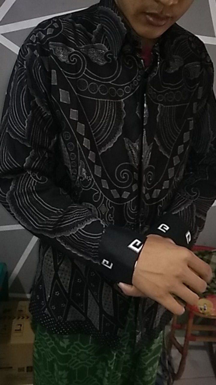 Kemeja Batik Pria Lengan Panjang Size M L Xl Xxl  Bswart Batik Hrb026 Kenongo Hem Panjang Padi.