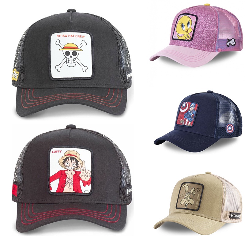 Topi baseball Desain anime one piece sumbrero trucker bugs bunny iron man marvel daffy duck