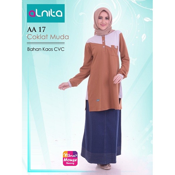 BAJU ATASAN TERBARU ATASAN WANITA MUSLIMAH//AA 17 COKLAT MUDA SIZE M BAHAN KAOS CVC