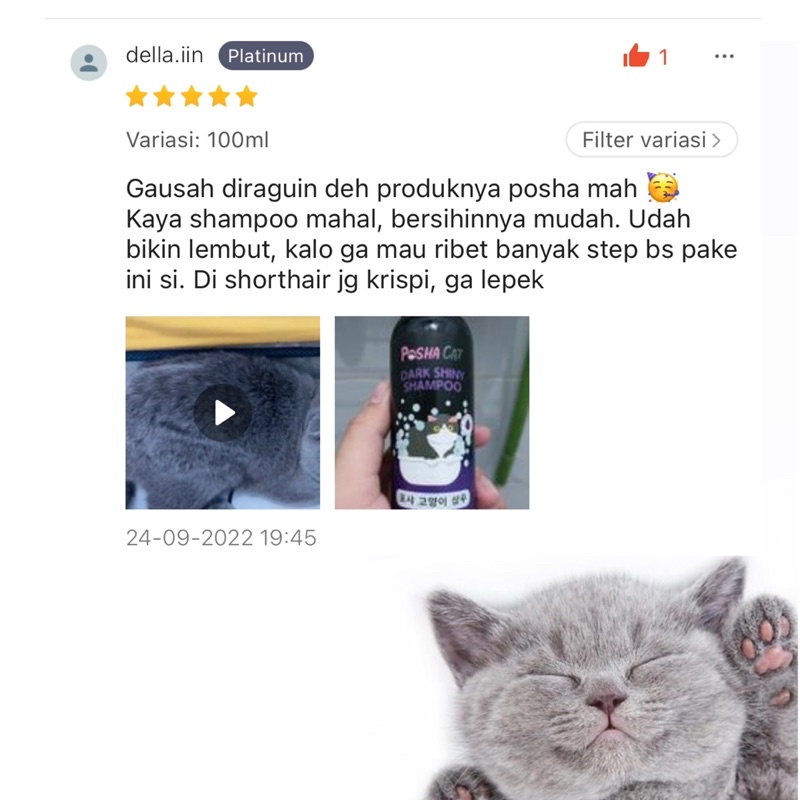 Posha_cat Dark shiny shampoo kucing | shampo kucing warna gelap | atasi kusam | shampo kucing hitam