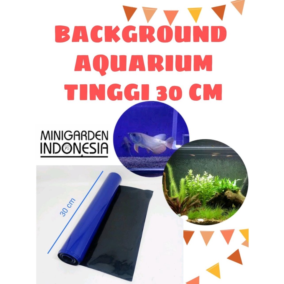 ECER 1METER BACKGROUND AQUARIUM POLOS TINGGI 30CM HITAM BIRU WALLPAPER - PACKING + PIPA