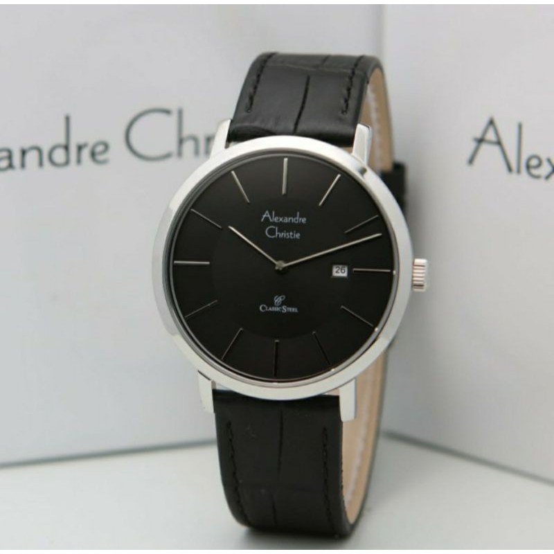 JAM TANGAN PRIA ALEXANDRE CHRISTIE AC 8599 SILVER BLACK ORIGINAL
