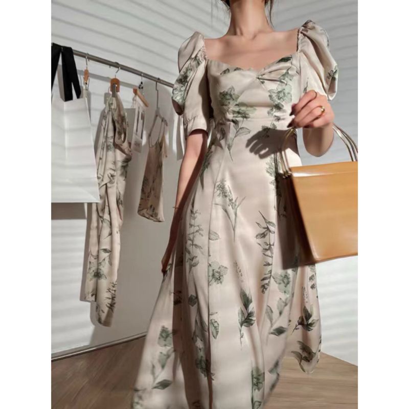 Autumn Print Silky Midi Dress 10319