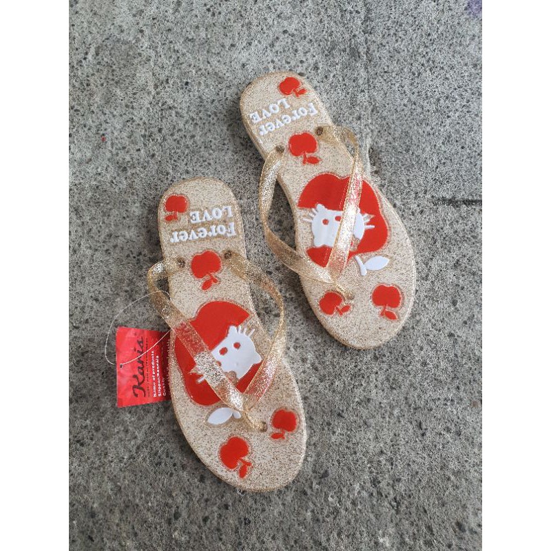 SANDAL JEPIT WANITA GLANSTON VEROTINO HELLO KITTY GLITTER 738-5 / 727 KARET LENTUR RINGAN