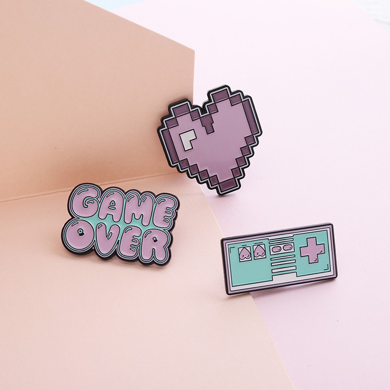 Bros Pin Desain Game Console Love Pixel Gaya Retro Untuk Pria Dan Wanita