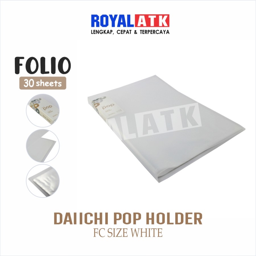 

Document Keeper Display book Clear Holder Daiichi F4 / Folio 30 Sheet - Putih