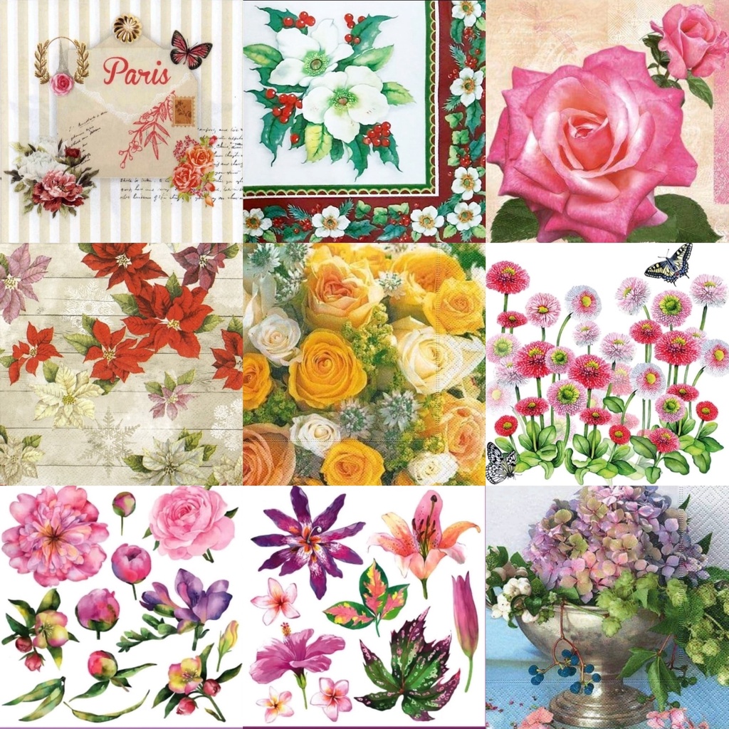 TISU NAPKIN DECOUPAGE EROPAH – Flower Motif AP