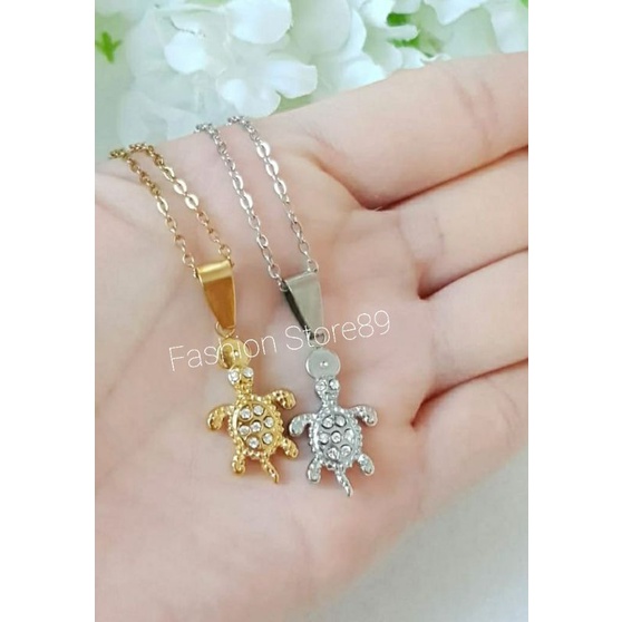 Kalung Kura-kura import Fashion unik titanium gold silver antikarat antialergi import