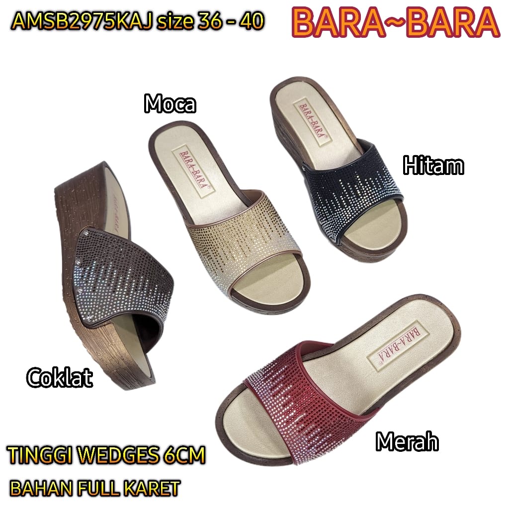 jelly sandal wedges wanita permata barabara karet import AMSB2975KAJ