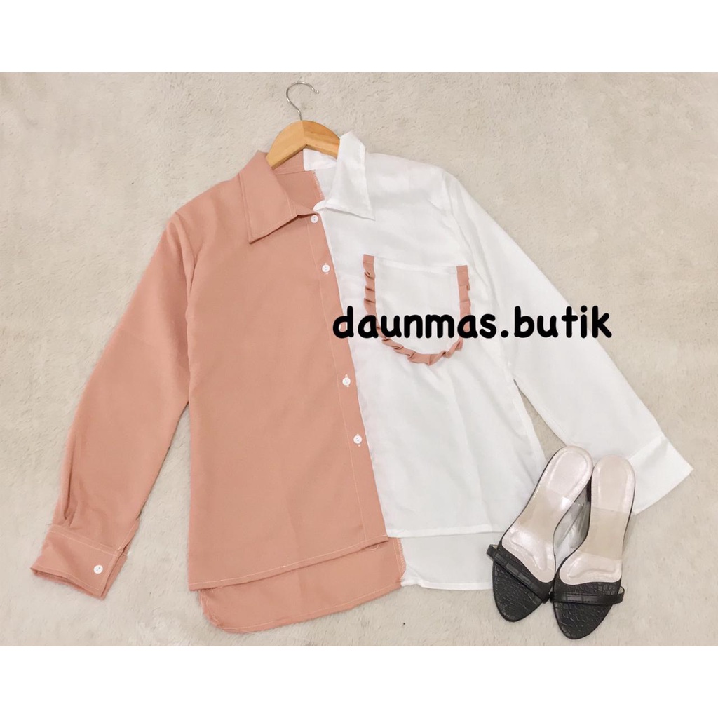 1KG MUAT 6PCS | OWLY BLOUSE KOREA KANCING BUSUI FASHION WANITA MUSLIMAH-MIORA MOCCA