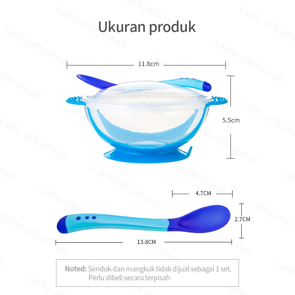 Lakhu mangkok bayi anak anti tuimpah /garpu makan ada sendok bayi sensor panas alat makan bayi