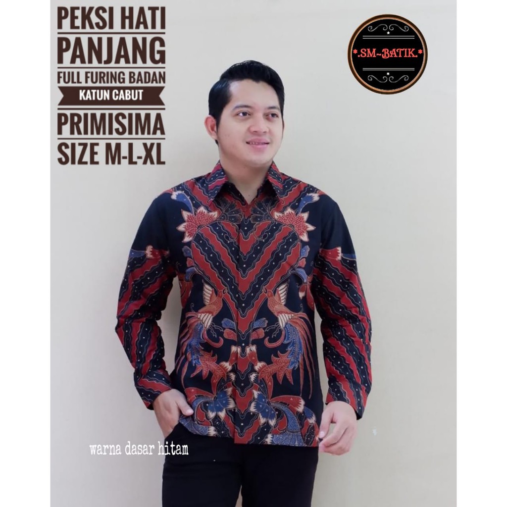 PEKSI HATI Kemeja Batik Pria Lengan Panjang | Hem Batik Pria FULL FURING SM BATIK