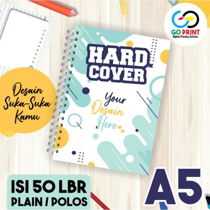 

Notebook Hardcover Custom A5 Spiral / Buku Catatan / Block Note Custom - Isi HVS Polos 50 lbr (100 Halaman)