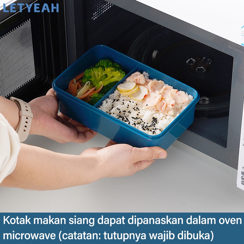 letyeah 1100ml Kotak bekal makan 2 sekat /lunch box set anti tumpah botol minum 360ml /BPA free