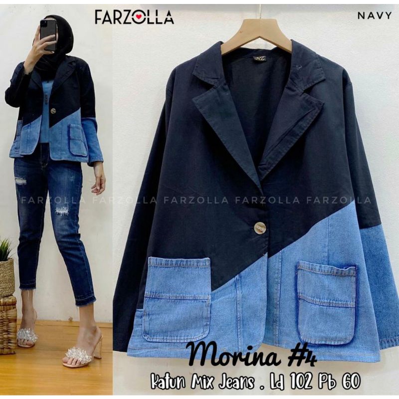 MORINA#4 BLAZER JACKET//JAKET KATUN MIX JEANS//BLAZER JEANS//JAKET FARZOLLA