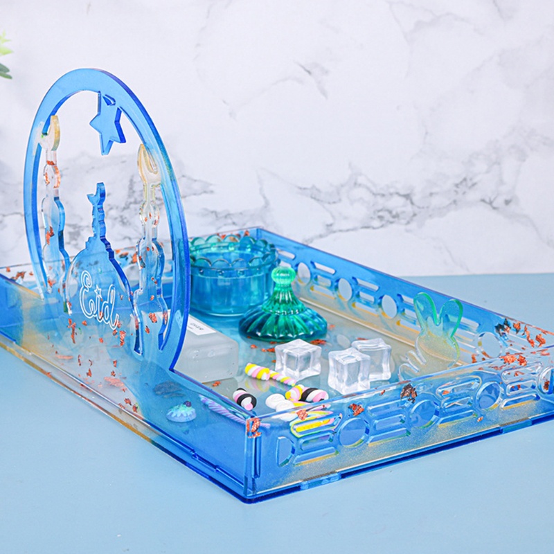 SIY  Christmas Castle Storage Box Epoxy Resin Mold Makeup Cosmetic Display Tray Silicone Mould DIY Crafts Jewelry Holder Mold