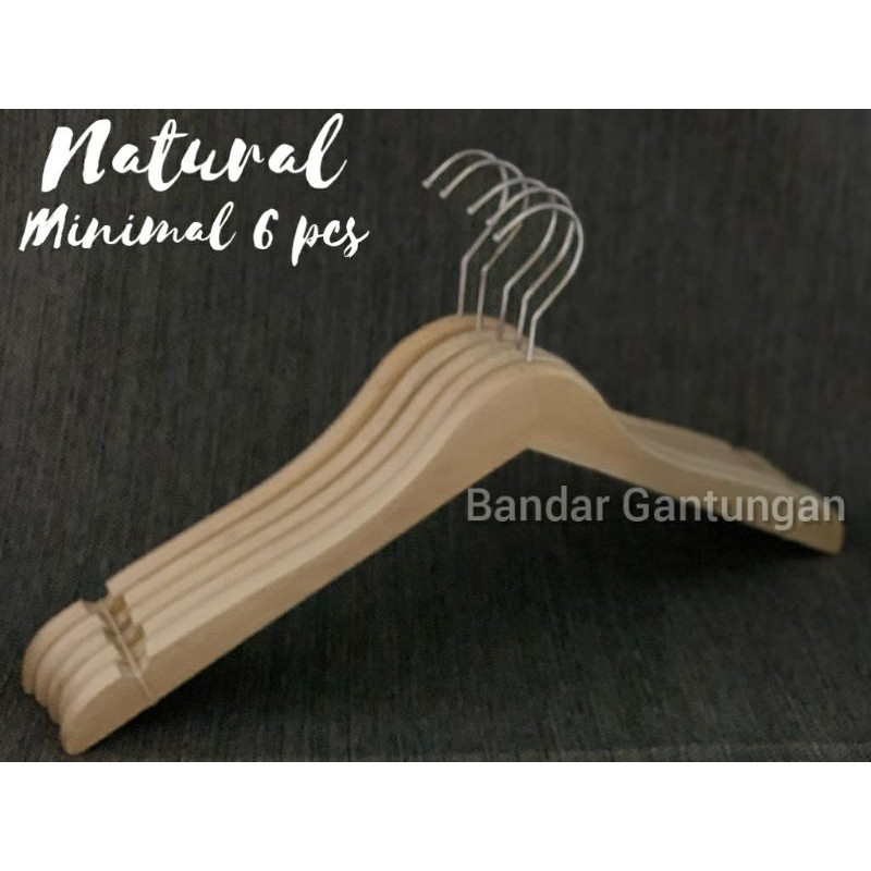 Hanger Kayu PREMIUM Natural Dewasa Wood Gantungan Baju Hanger estetik Glossy Super-BH