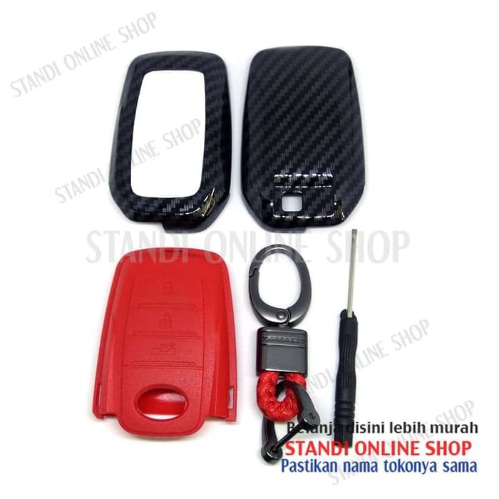 Cover Smartkey Sarung Kunci Toyota All New Fortuner VRZ Carbon Merah