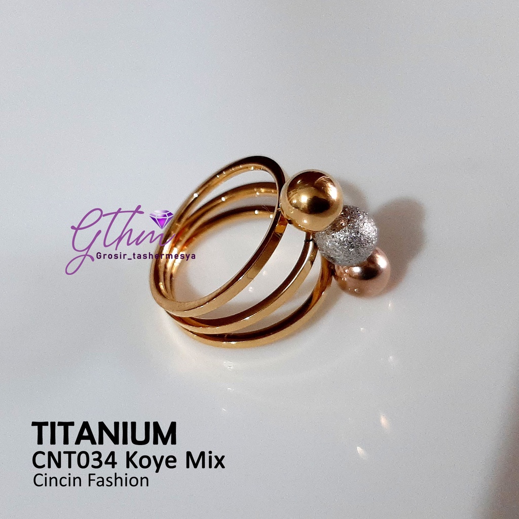 cincin titanium wanita Bola boba keren anti karat CNT034