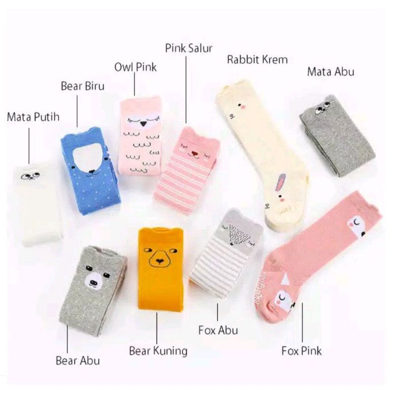 Kaos Kaki Bayi Panjang Karakter Anti Slip Umur 0-2 Tahun Bahan Halus Tebal Baby socks