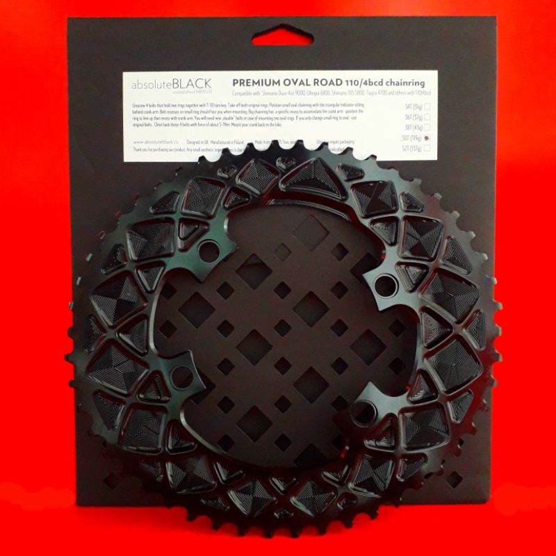 CHAINRING OVAL 50T ABSOLUTE BLACK PREMIUM OVAL ROAD FOR SHIMANO 9000 - 6800