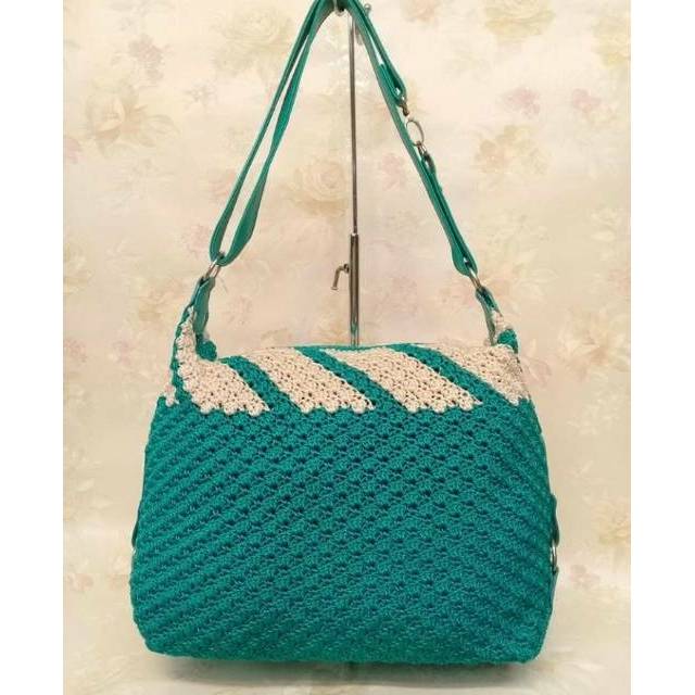 Tas Rajut Wanita Selempang Ring Besar Lurik Murah