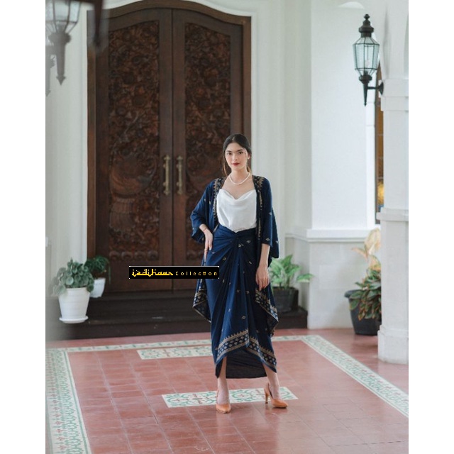 SETELAN BAJU BATIK ATASAN OUTER SET ROK LILIT SETPRADA generasi ke 2 KARDIGAN KALONG DAN ROK LILIT J