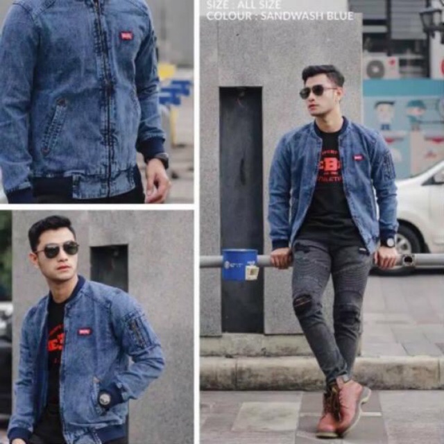 [HOT PRODUCT] JAKET JEANS PRIA / BLUE SANDWASH BOMBER DENIM RCFL / ROCAFELA ORIGINAL / Spill.id