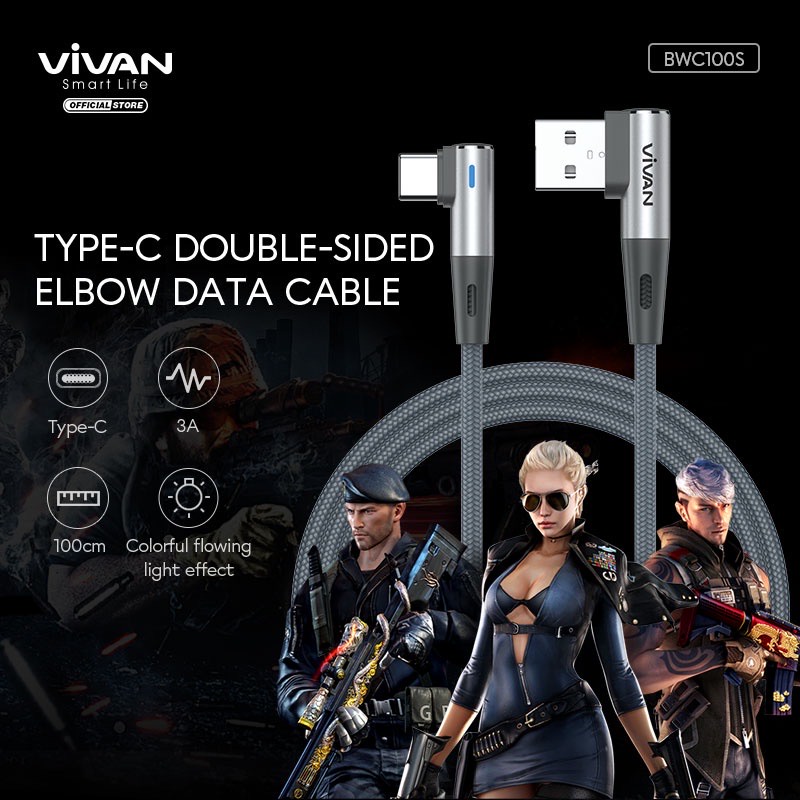 Kabel Gaming TYPE-C VIVAN BWC100S Kabel Data Type C 3A Cable Garansi Resmi 1 Tahun