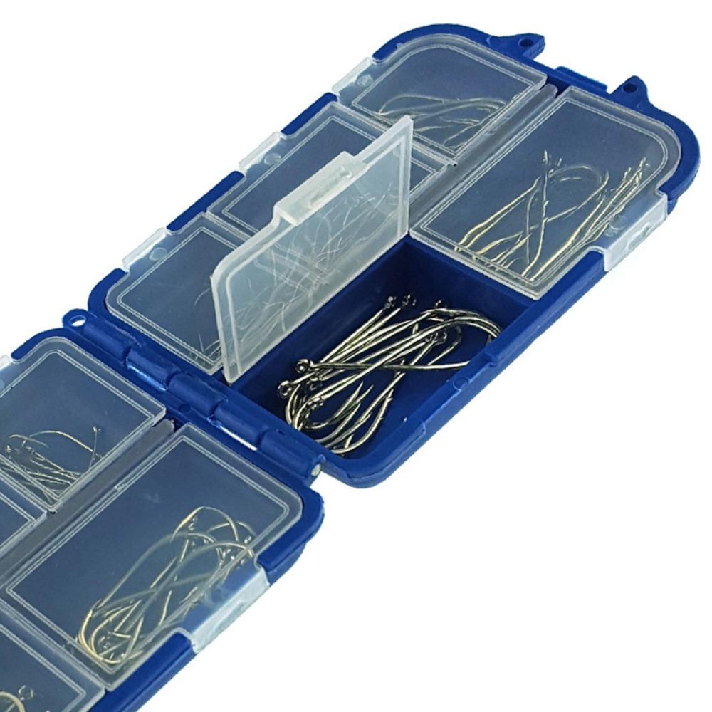 Nanas 100pcs Fishhook Kotak 10sekat Sendok Pengait Tempat Obat Mingguan DIY