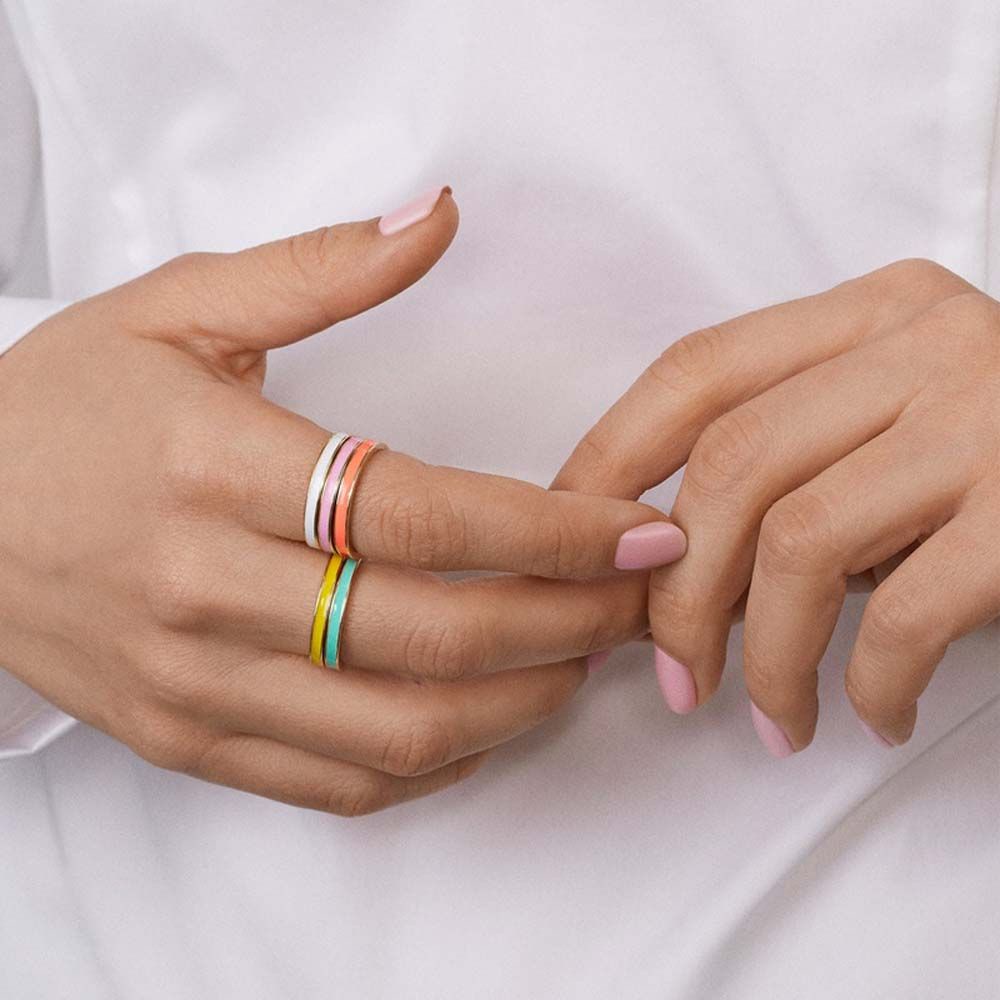 Needway  Colorful Heart Rings Vintage Round Rings Finger Rings Women Creative Korean Drop Oil Temperament Simple Fashion Jewelry/Multicolor