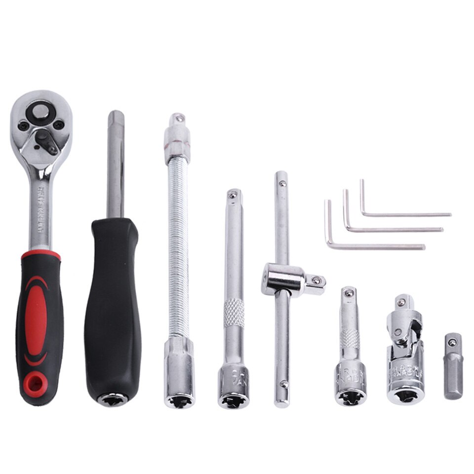 【BAYAR DI TEMPAT / COD】 Kunci SOK 46 PC Set Socket Full Lengkap Socket Tool Kit Pas Ring L Motor Mobil/Universal Kombinasi Tool Kit Reparasi Perbaikan Service Bengkel Mobil Motor Emergency Multifungsi Praktis BagusSet Kunci Socket Wrench 46 PCS Sok