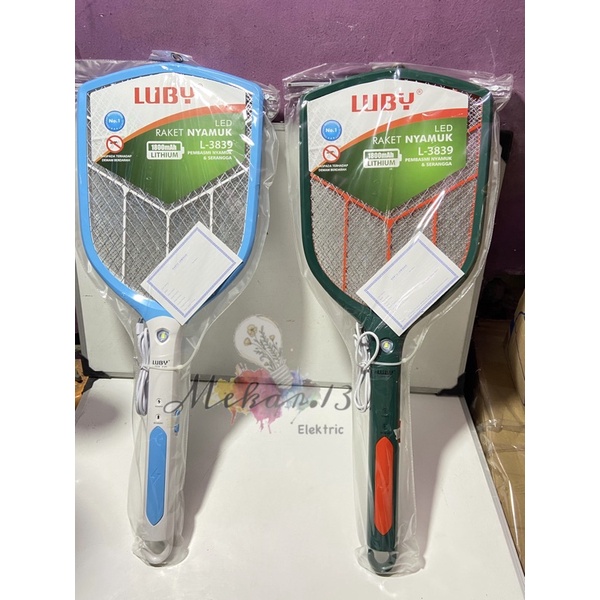 Raket Nyamuk cas Luby L-3839 + Lampu LED terang Tahan 50 Jam