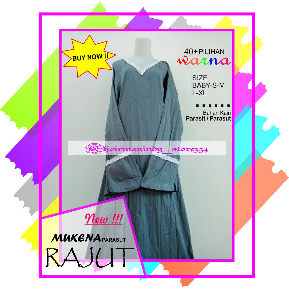 C5 - MUKENA ANAK ABAYA PARASUT RENDA RAJUT Size BABY - S - M