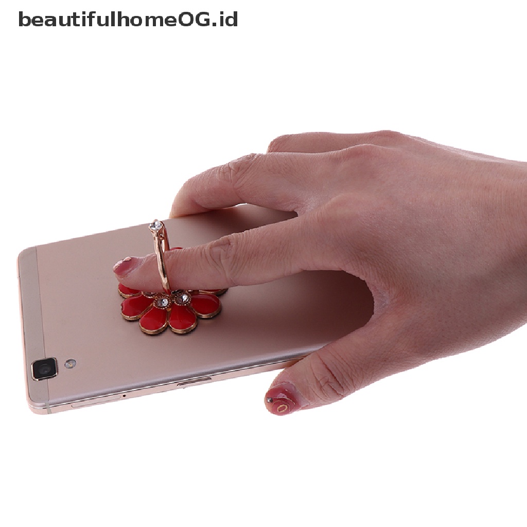 Ring stand holder Bentuk Bunga Warna-Warni Bahan metal Untuk smartphone