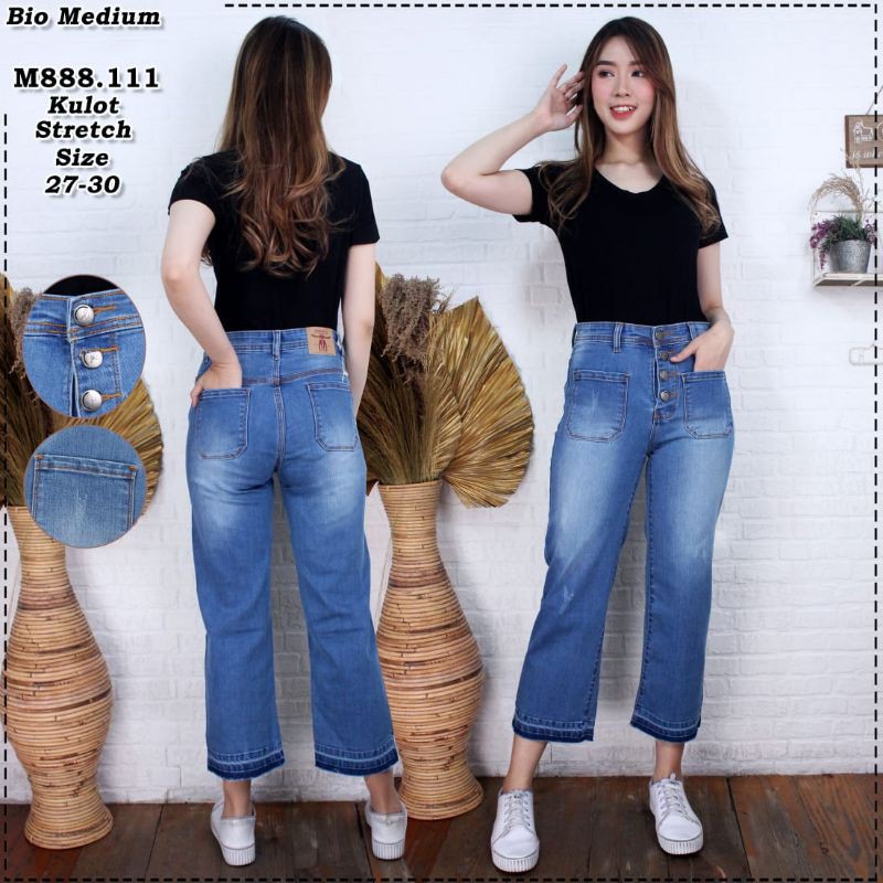 cullotes/kulot jeans kancing 4 .jeans Stretch premium.M888[size:27-30]