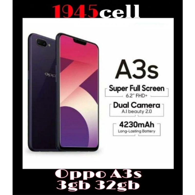 hp Oppo a3s 4/64 3/32 GB garnsi 1 tahun-Oppo A3s 3/32gb
