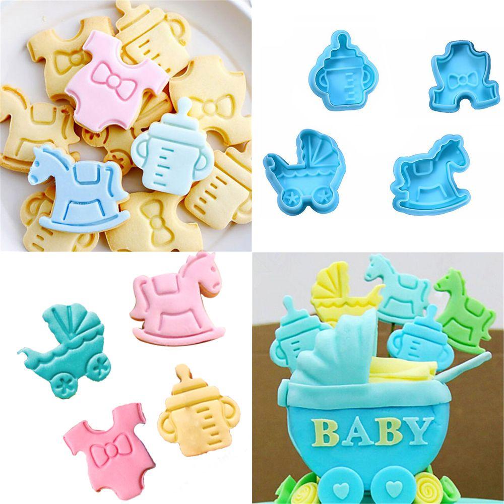 Populer 4 Pcs Cetakan Biskuit Bayi Baru Alat Kue Plunger Dekorasi Kue Pastry Mold