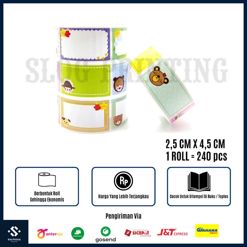 

Sticker Stiker Nama Buku Anak Label Tag Toples Amplop Bingkisan Kado 4,5 cm x 2,5 cm ( 1 Roll = 240 pcs )