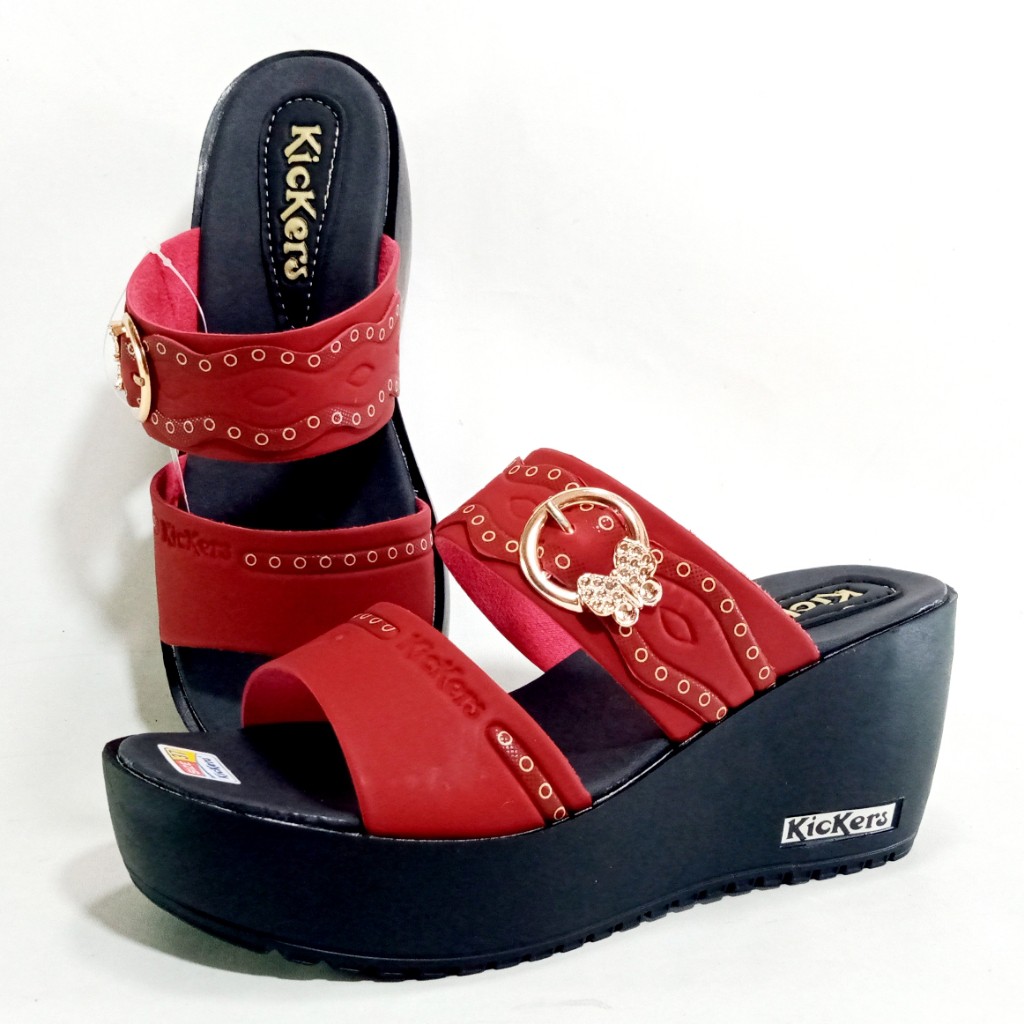 Kickers CB.02 Sandal Wanita Selop Wedges Tebal Hak 7cm Size 37-40