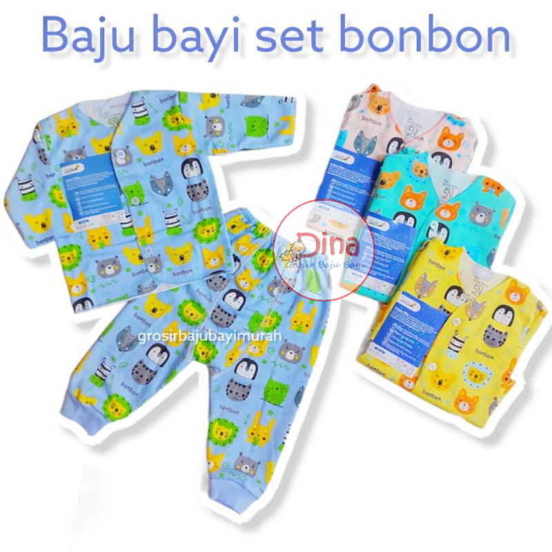 baju bayi SETELAN PANJANG BONBON MOTIF RANDOM