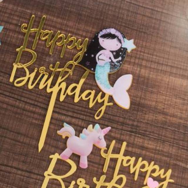 Cake Topper Happy Birthday Mermaid Kue Ultah Tema Putri Duyung Hiasan Birthday Cake Murah