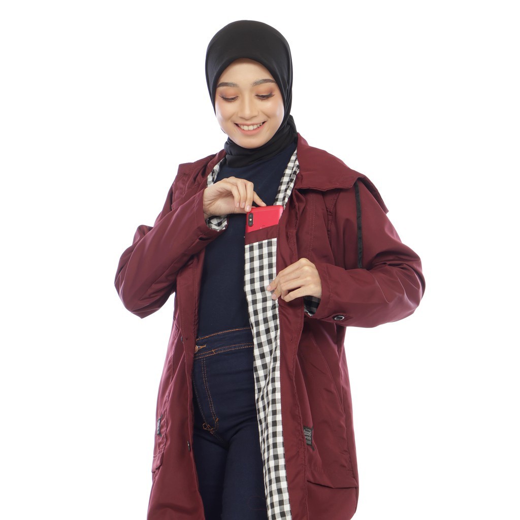 Jaket Parka Wanita Louwie Muslimah Hijaber Hoodie Syari A016