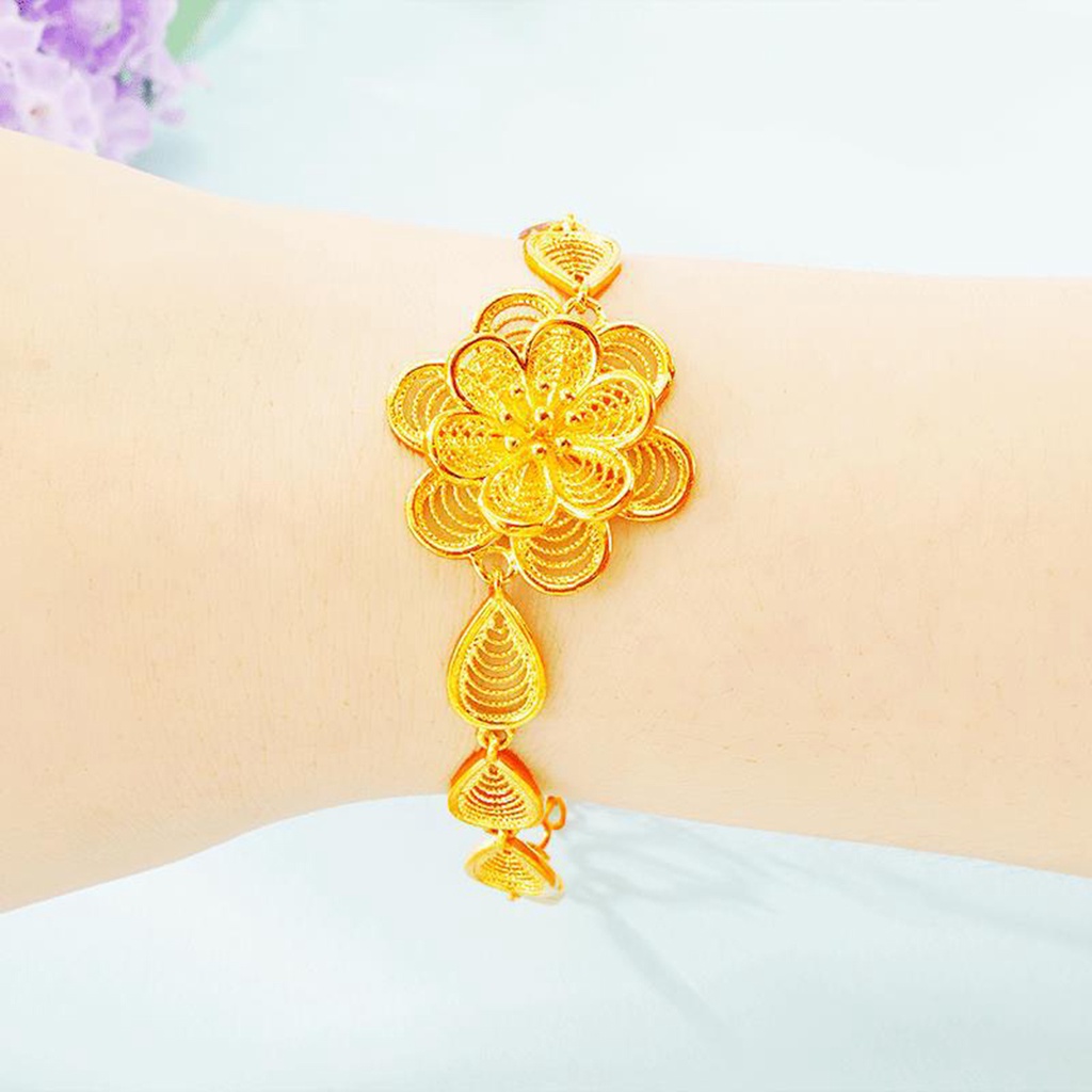 Hu Hu Hu Hu Hu Alat Bantu Pasang Kacamata♡ Gelang Rantai Bunga Mawar Bahan Tembaga Lapis Emas Untuk Hadiah