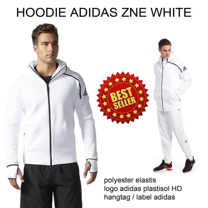 HOODIE ADIDAS ZNE WHITE PREMIUM GRADE A BONUS SNAPBACK ADIDAS BRANDED
